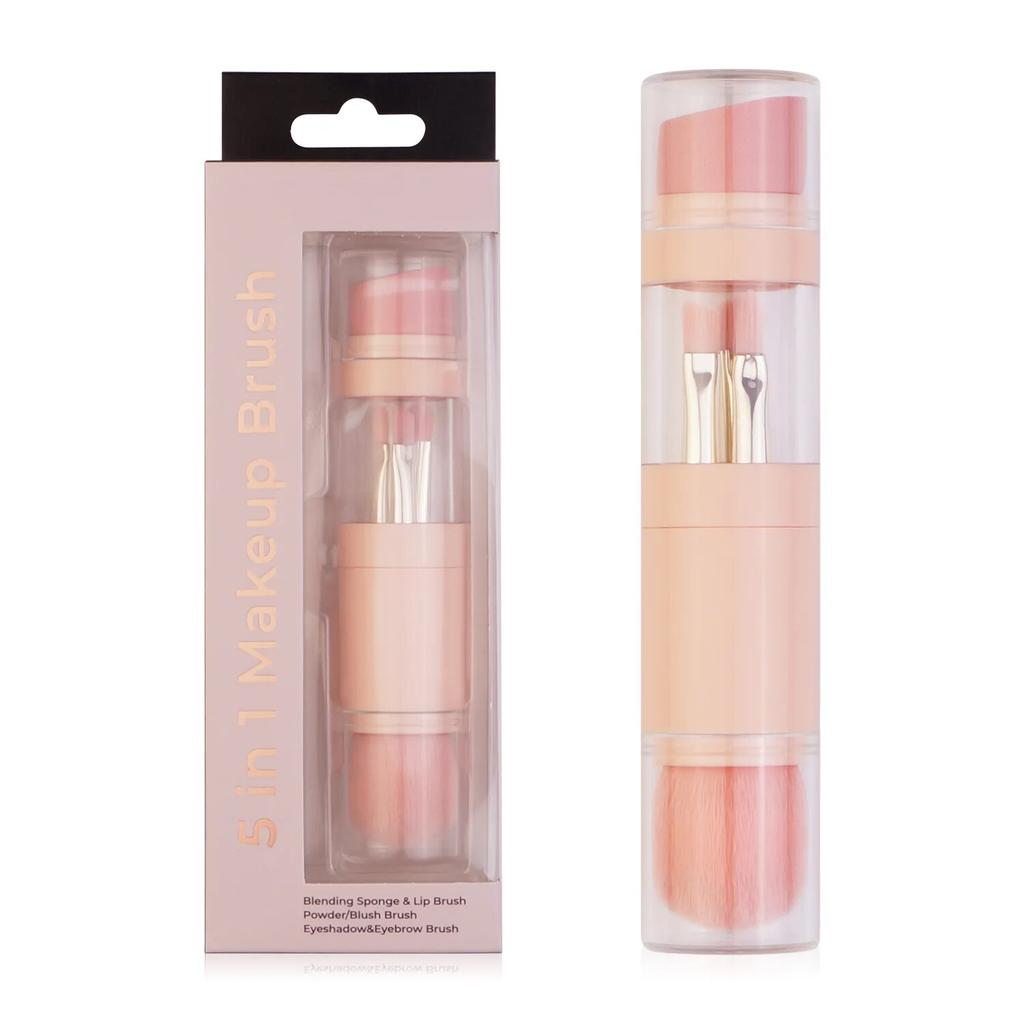 5 в 1 портативные кисти для макияжа для основы, бровей, губ, теней для век, рассыпчатая пудра, набор косметических кистей, инструменты для макияжа