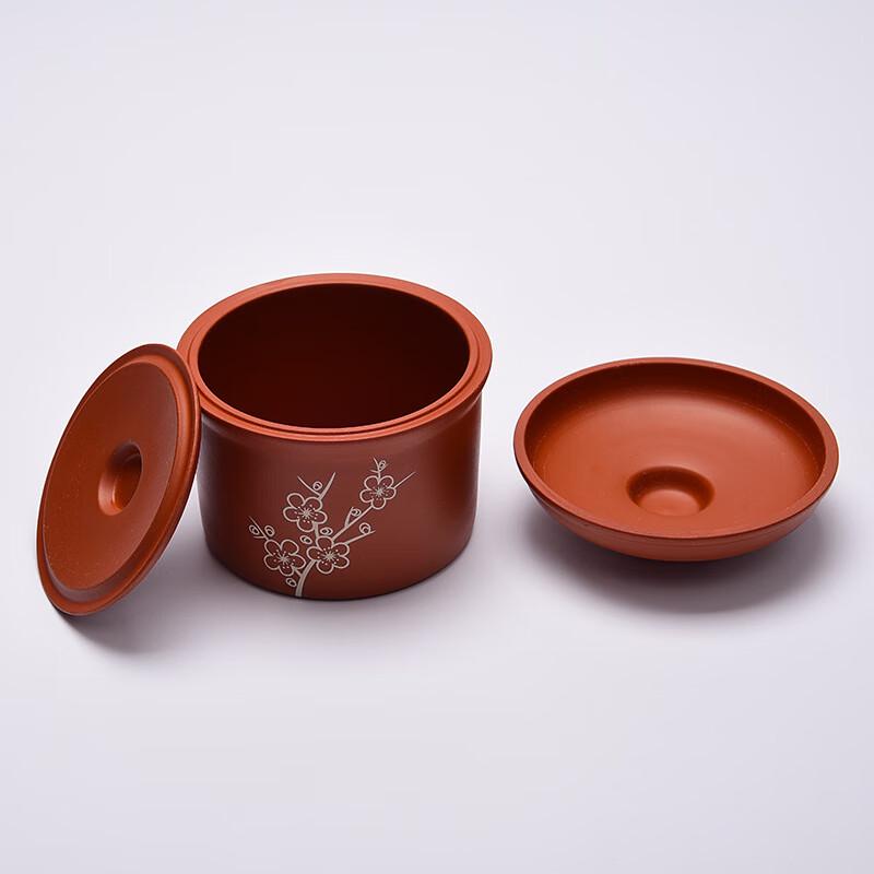 ZISIZ Purple Clay Ceramic Double-Lid Stew Pot