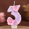 Flower Numbers Birthday Candles Party Cake Decoration One Year Old DIY Handmade Candles 0-9
