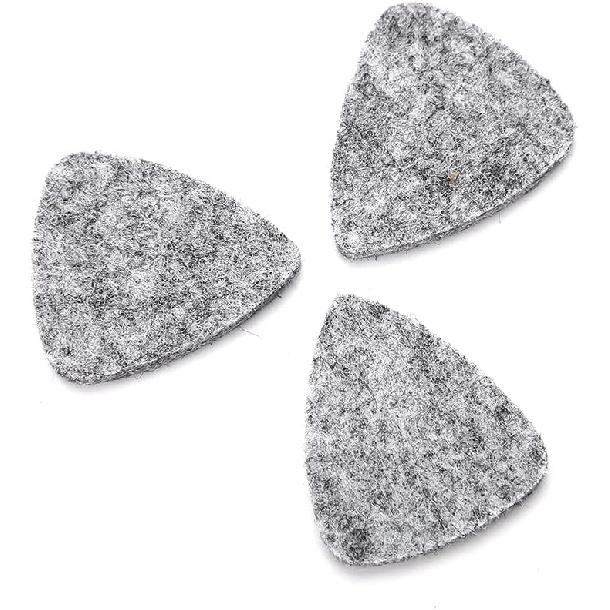 10Pcs Wool Felt Guitar Picks Ukulele Picks, 3mm Thin Red Plectrums with Solid Leather for Ukelele Bass Guitar (Gray)