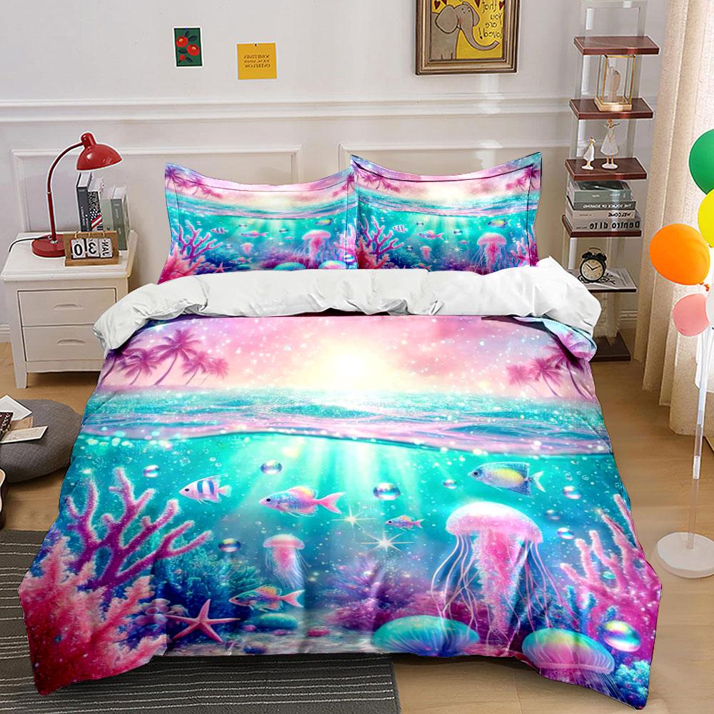 Underwater scenery with jellyfish. Bedding sets Duvet cover sets Duvet covers Pillowcases(1*Duvet Cover 2*Pillowcases without duvet insert)