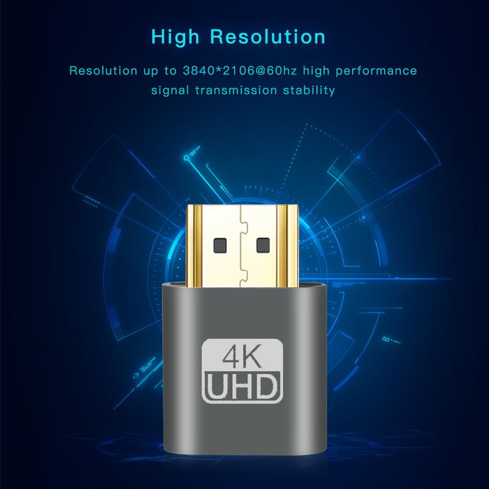 HDMI Virtual Display Adapter 4K DDC EDID Dummy Plug Headless Ghost Display Emulator for Video Bitcoin Mining Support 1920x1080P Plug and Play