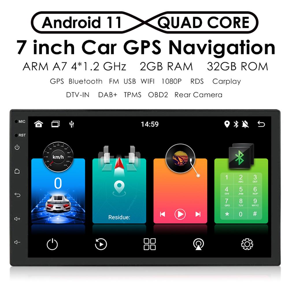 Автомобильная магнитола Hizpo 2 ГБ + 32 ГБ Carplay 7 дюймов 2 Din Android Универсальный автомобильный мультимедийный плеер Стерео 2Din Видео Автомагнитола Штатная стереонавигация GPS WiFi