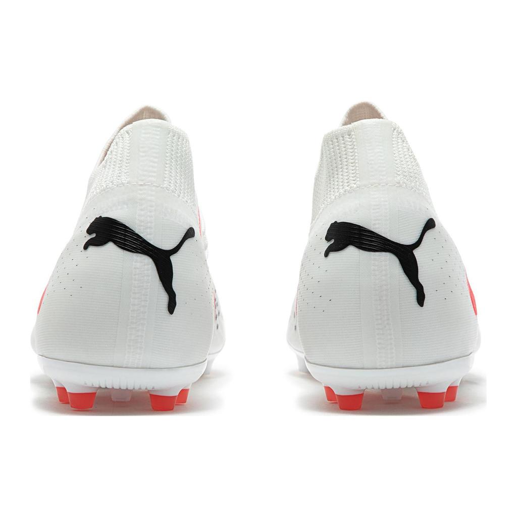 Puma Future Match Круглый носок Шнуровка MG (Резиновые короткие шипы) Футбольные бутсы с амортизацией Мужские футбольные бутсы Бело-красные 107373-01