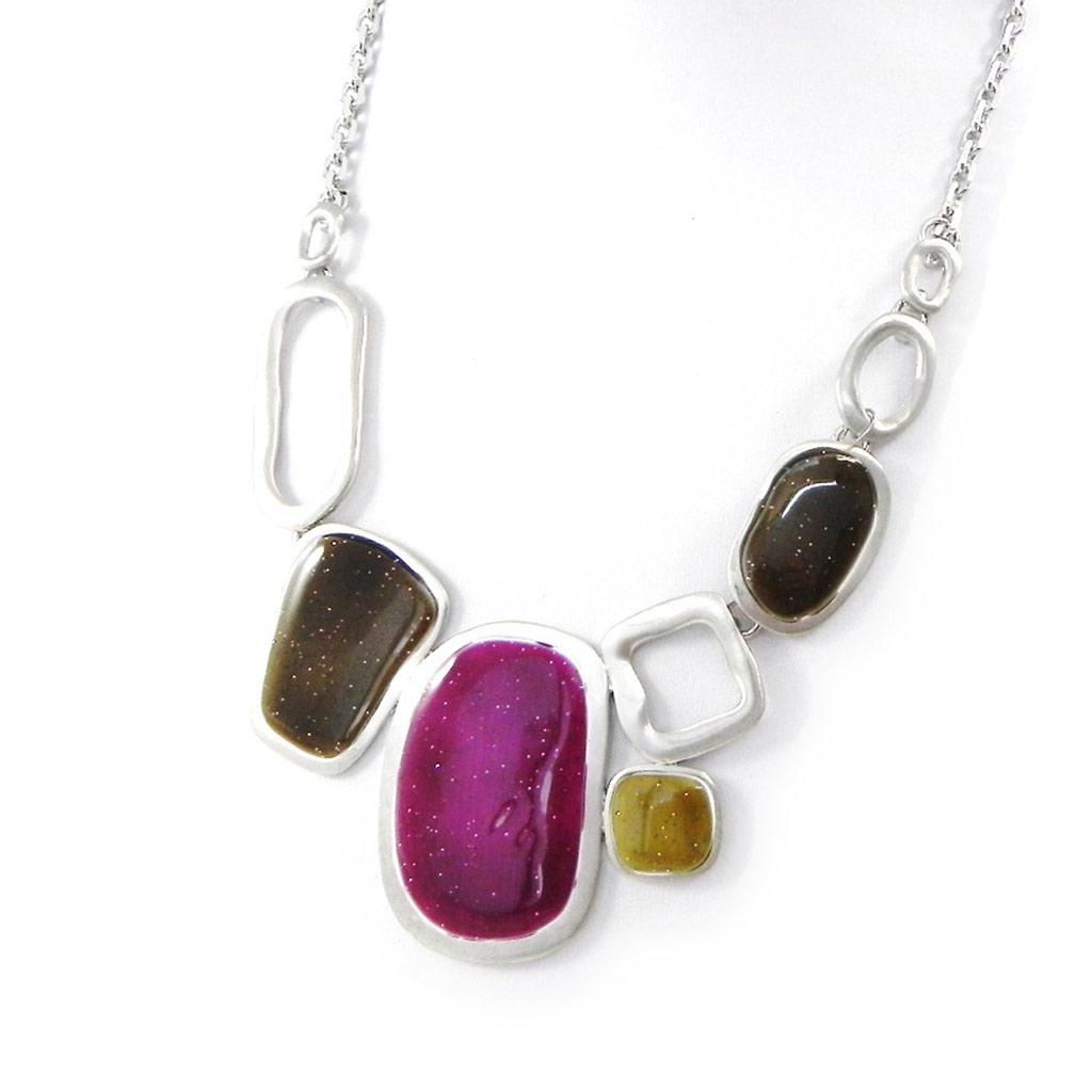 NOA [H9061] — Дизайнерское колье «Раскраска» зелено-фиолетовое.