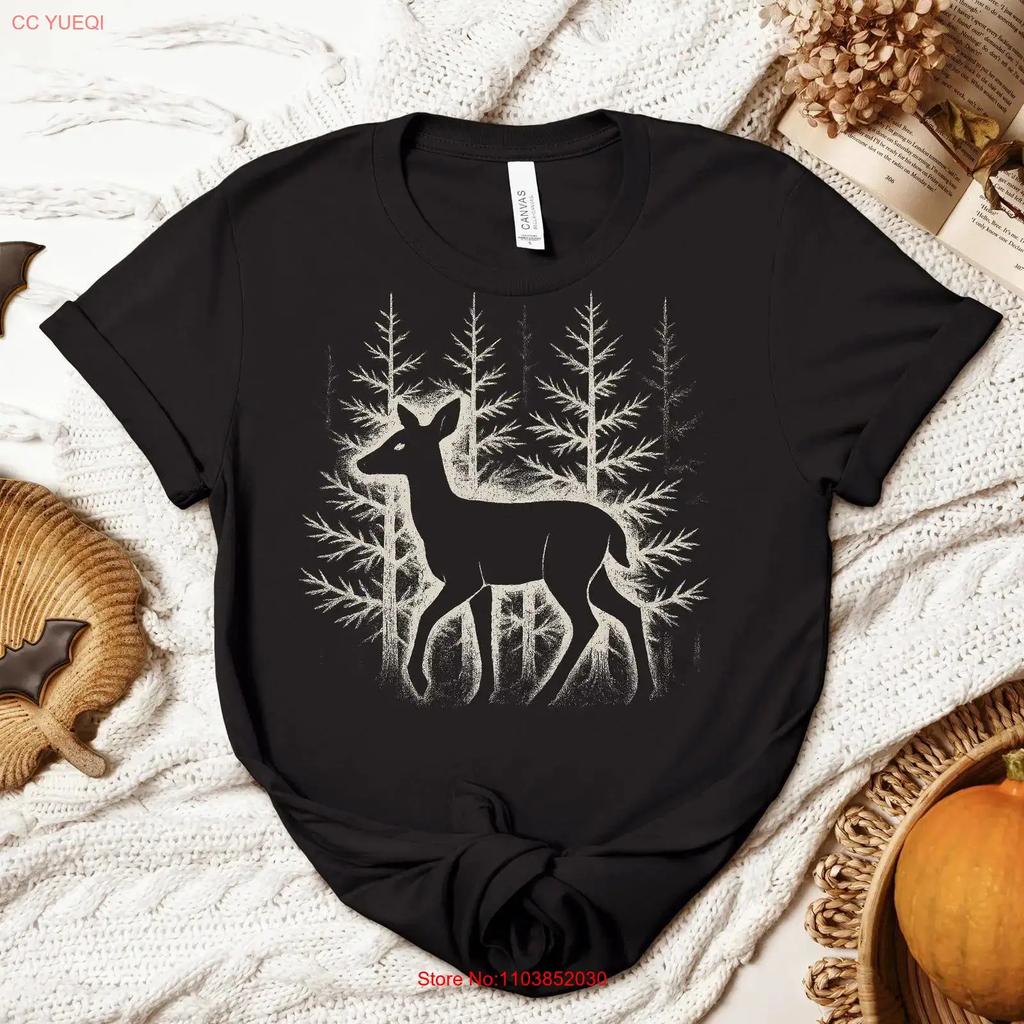 Deer T Shirt Forest Woodland Nature Lover Vintage Comfortable Designer Clothes Casual Top For Everyday Wear Soft