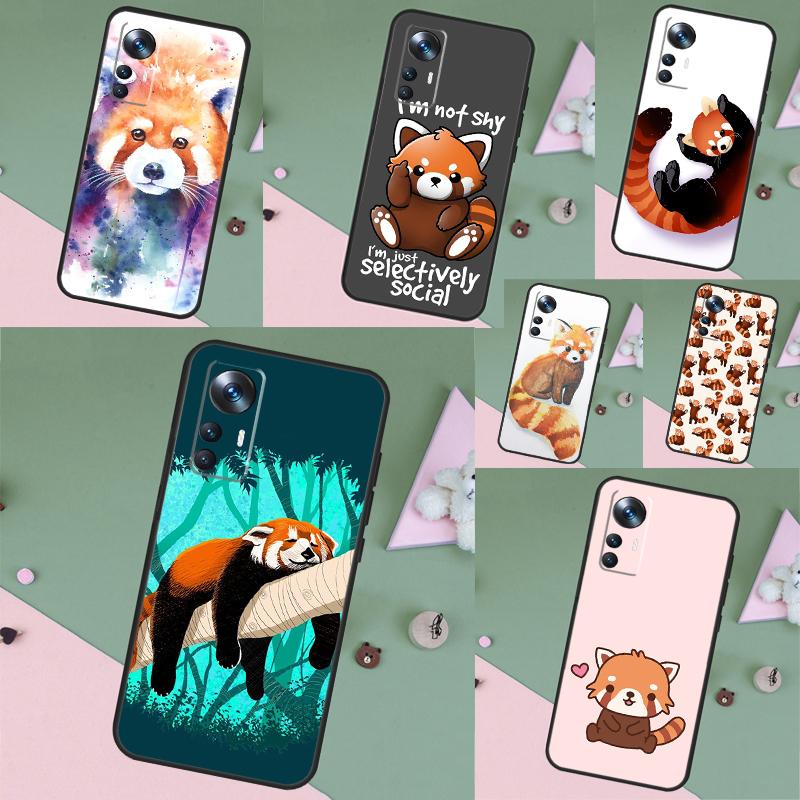Red Panda Cute Animal Case For Xiaomi 14T 13T Pro 11T 12T 13 14 15 Ultra POCO X6 Pro X3 X5 F5 F6 M6 X7 Pro Cover