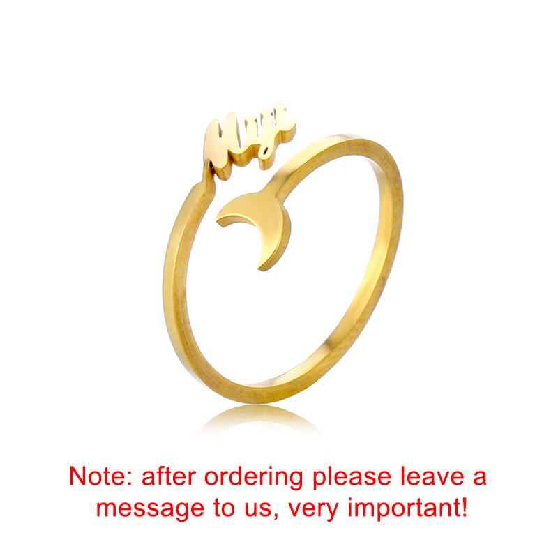 Customized Name Ring Personalized Stainless Steel Nameplate Adjustable Double Opening Love Ring Thanksgiving Gift for Mother