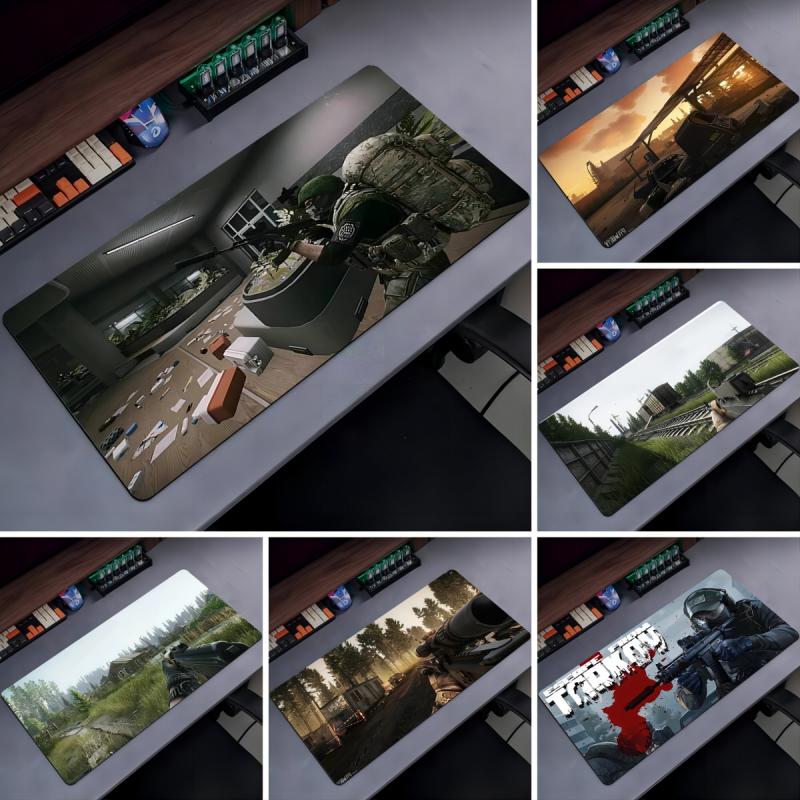 Игровой коврик для мыши Escape From Tarkov со сшитыми краями, для офисного компьютерного стола, клавиатуры, ноутбука и домашнего стола, нескользящая резиновая основа