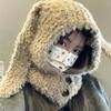 Cute Plush Long Eared Rabbit Hat Female Concave Design Warm Ear Protection Balakla Hat Autumn/Winter Hoodie