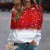 Women's Casual Fashion Christmas Print Long Sleeve Round Neck Pullover Top Blouse Sweatshirt