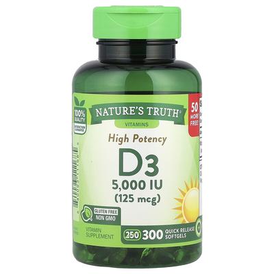 High Potency Vitamin D3, 125 Mcg (5000 IU), 300 Quick Release Softgels