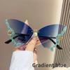 New Luxury Rimless Anti Blue Light Butterfly Sunglasses Ladies Fashion Unique Outdoor Eye Protection Eyewear Diamond Goggles