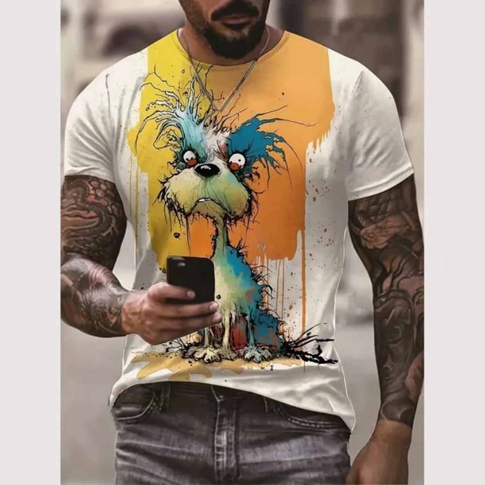 Summer Fashion Cartoon Ctue Little Monster Graphic T-shirt For Men New Trend Casual 3D Printed Round Neck Short Sleeve Tees Tops