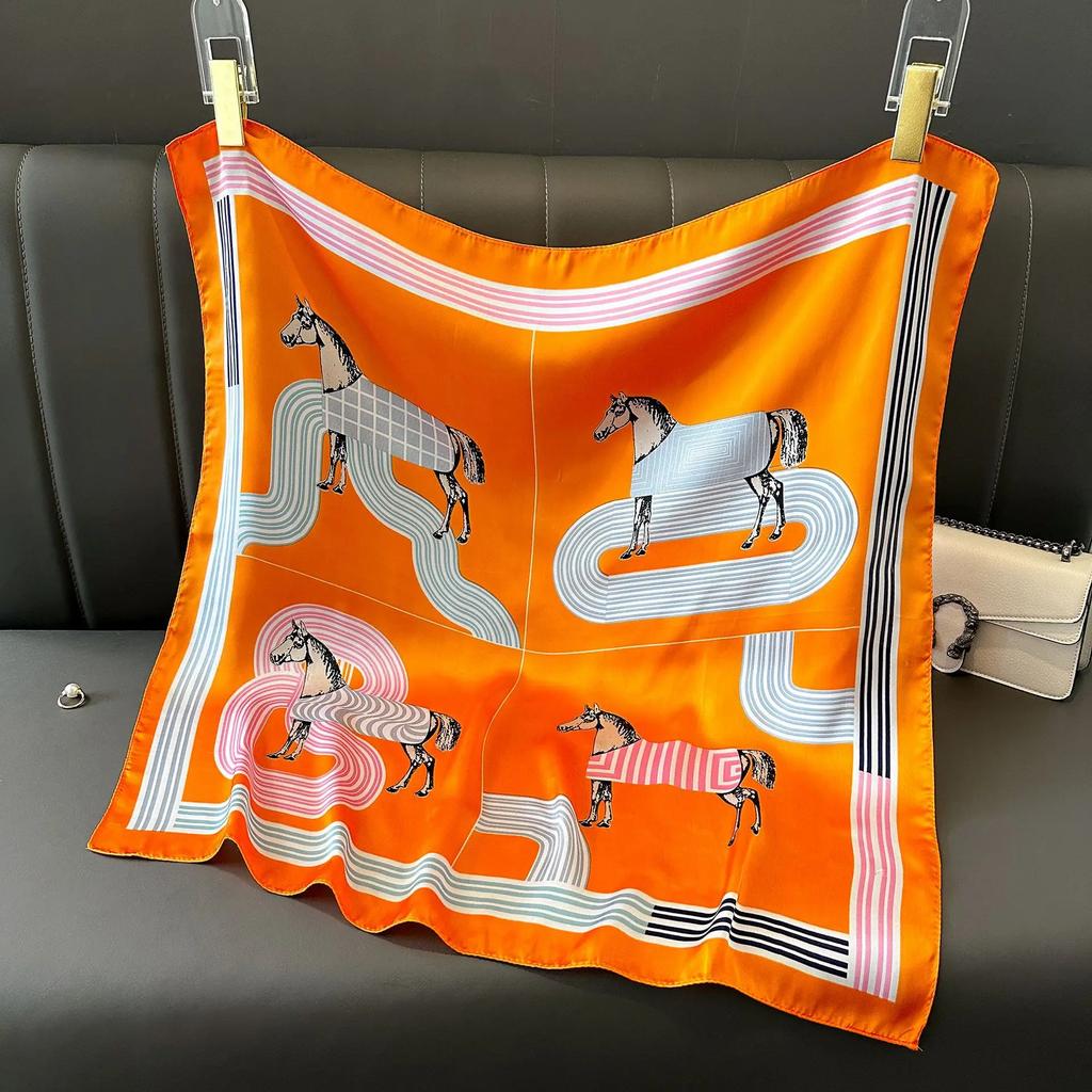 Новая Мода Роскошный Шелковый Платок Бандана Женские Повязки для Волос Квадратные Шарфы Галстук на Шею Шарфы для Сумки Сатиновый Женский Платок Повязка на Голову