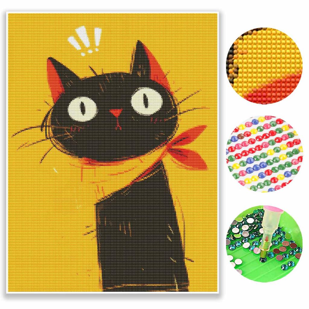 Diamond painting kit black cat full diamond round mosaic handmade home decoration gift
