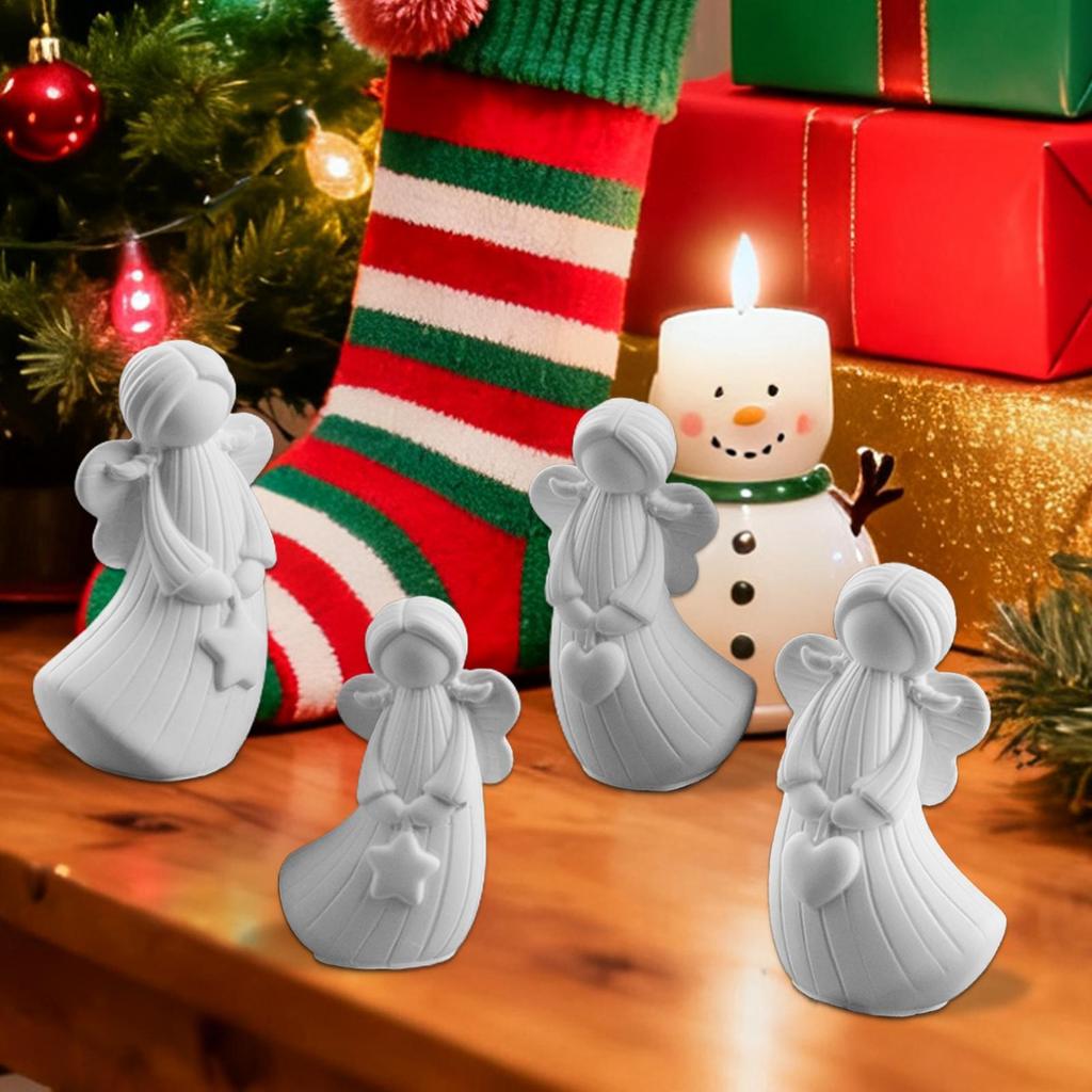 Силиконовые формы для рождественских ангелов, 4 штуки, для эпоксидной смолы, антипригарные формы для рукоделия, форма для ангельской свечи, форма для мыла для свадебной вечеринки, ужина
