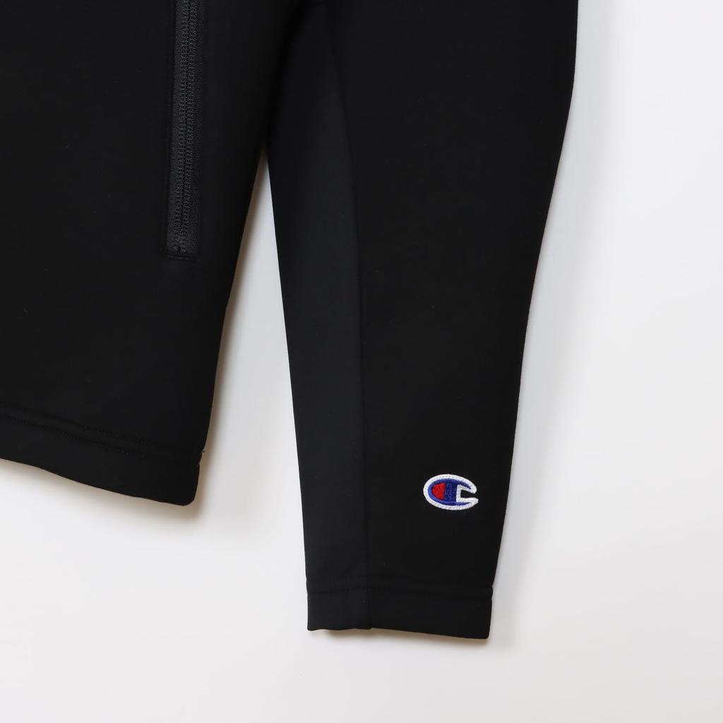 Парка с длинным рукавом, водоотталкивающая, One Point Logo 3LS, молния, капюшон, толстовка, гольф, черный [Champion] WRAP-AIR Techweave(р) Мужской C3-ZG102