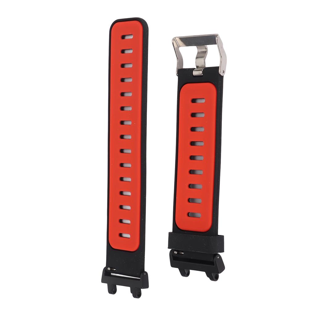 Soft Silicone Watch Strap Adjustable Replacement Band Accessory Fit for Amazfit T Rex 2 Smart Watch Black and Red