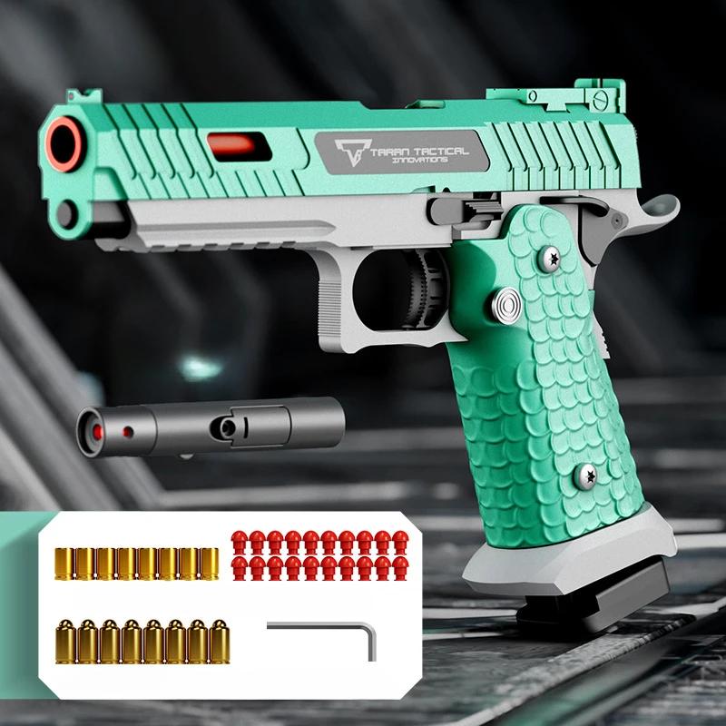 Pistol Shell Throwing Continuous Shooting Rear Seat Soft Bullet Gun Air Hanging Christmas Birthday Gift