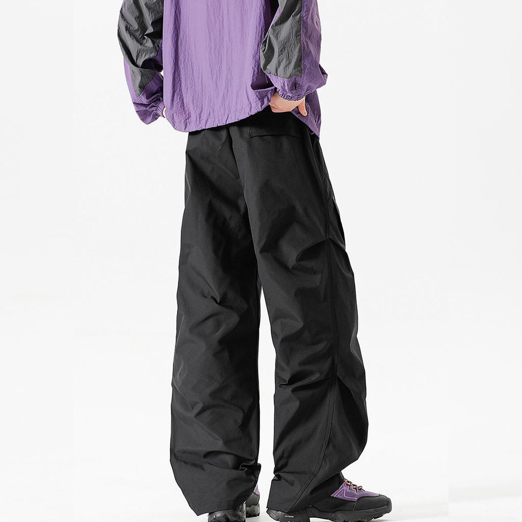 Flat Pocket Parachute Pants For Men Casual Baggy Cargo Pants Unisex Street Pants Drawstring Trouser