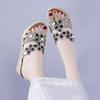 20 Summer New Flat-bottomed Slope Heel Fish Mouth Rhinestone Slope Heel Cool Slippers Women Often Wear Slippers
