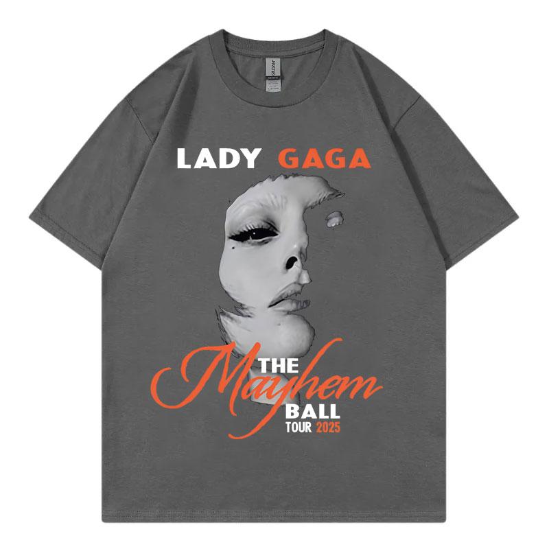 Ограниченный тираж Футболка с мерчем тура Леди Гаги The Mayhem Ball Модный тренд уличной моды Футболка Мужская Женская Оверсайз футболки