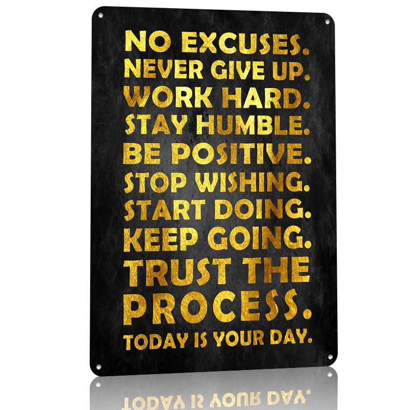 Trust The Process Motivate Tin Poster Customized Wall Art Retro Vintage Metal Signs for Fans Room Mancave Decoration Gaming Home