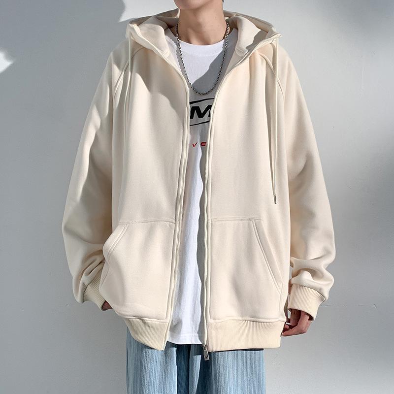 Осенний новый кардиган с капюшоном, толстовка с капюшоном, мужская, гонконгская, свободная, повседневная, однотонная, с открытыми плечами, спортивная, топ прилив