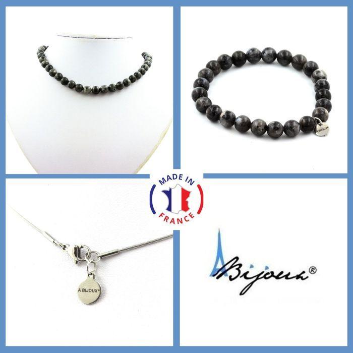 Stones and Minerals. Jewelry Set Bracelet Necklace Labradorite Beads 8 Mm. Chain In Customizable Size.