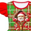 Kids Girls Cartoon Santa Claus Christmas Tree Elk Print Ruffle Sleevess New Year Dress