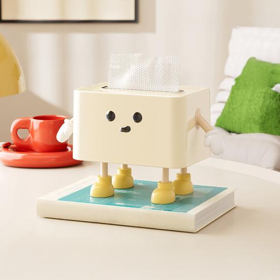 Коробка для салфеток с улыбающимся лицом, милый держатель для салфеток с пружинным механизмом, прямоугольный футляр для салфеток, крышка для коробки салфеток, диспенсер для салфеток для спальни, ванной комнаты, автомобиля