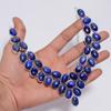 Immaculate Top Grade Qualite 100% Natural Lapis Lazuli Oval Shape Ethnic Handmade Jewelry 925 Steling Silver Necklace 18" WSJ-4760