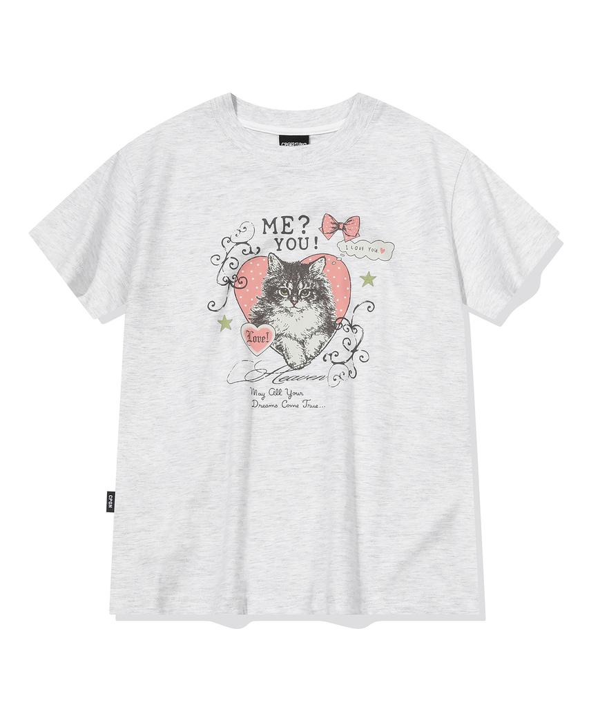 CPGN STUDIO Miyucat Crop Short Sleeve T-Shirt Melinge White