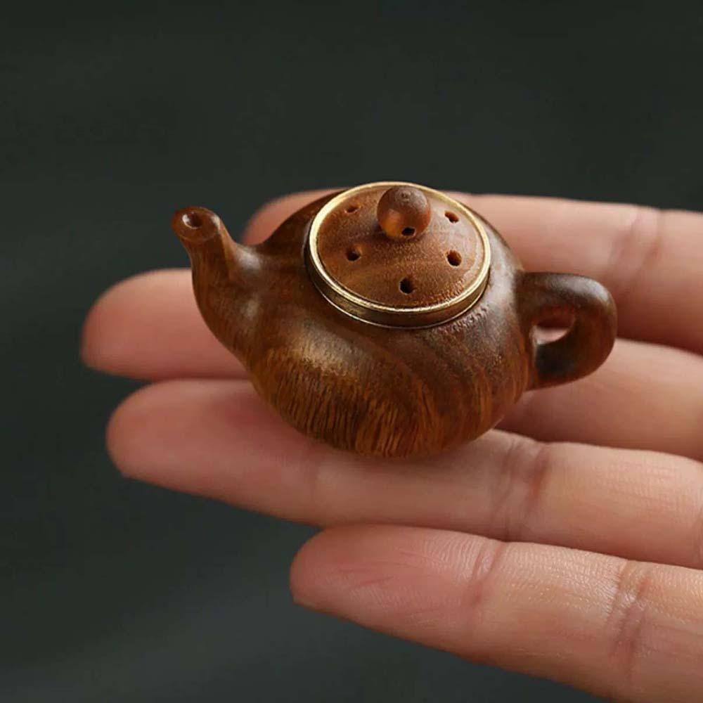 Ornament Little Teapot Keychain Mini Green Sandalwood Phone Chain Carved Teapot Pendant Gifts