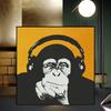 Colorful Gorilla Monkey Chimpanzee Earphones Art Canvas Wall Art Fun Animal Canvas Painting Living Room Home Decoration