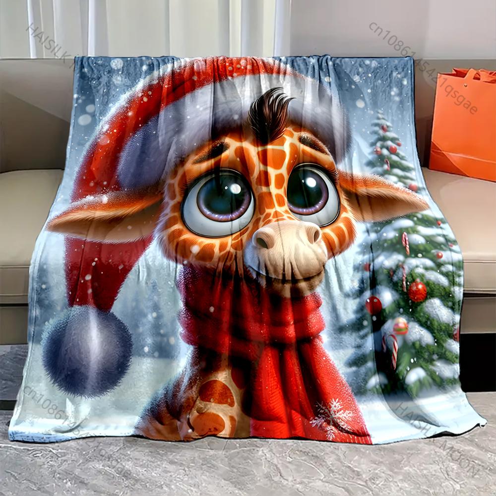 Snowy Christmas-themed Festive Design Pattern Blanket Flannel Material Soft Warm for All Seasons Home Outdoor Camping Picnics RV
