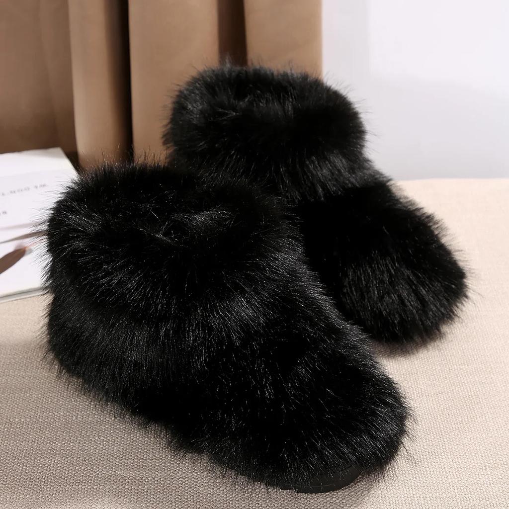 Fashion New Woman Boots High Boots Over-the-knee Fur Snow Boots Women's Fashion Warm Wool-like Plus Velvet Padded Winter Platform Shoes