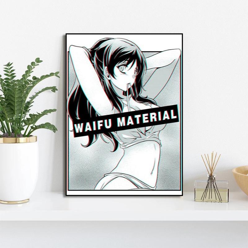 Sexy Girl Waifu Material Anime Series Poster Print Canvas Art Pictures Home for Bedroom Wall Modern Decor Frameless Painting