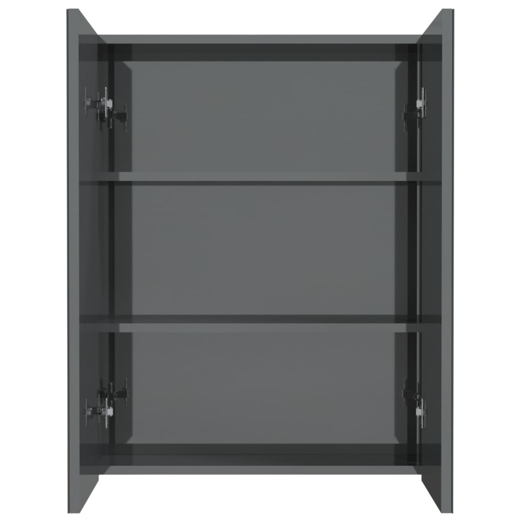 Vidaxl Szafka Łazienkowa Z Lustrem 60X15X75 Cm, Mdf, Szary Z Połyskiem