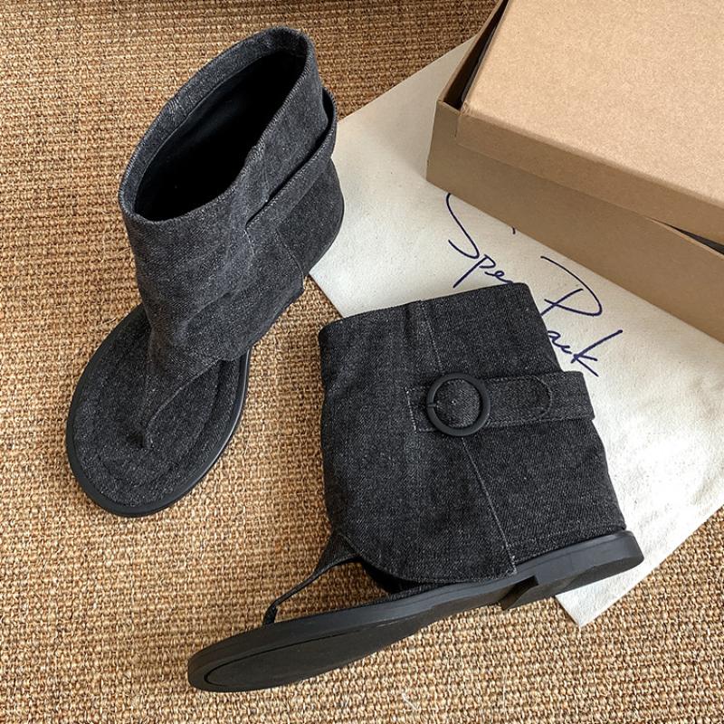 Женские туфли на плоской подошве, классные ботинки, сандалии, дизайнерские повседневные сандалии с застежкой-молнией, новинка лета 2024 года, женские модные ковбойские сапоги в стиле вестерн, Zapatillas