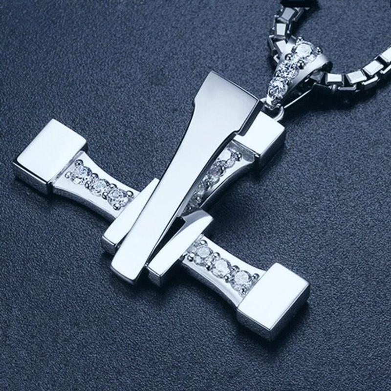 Men's European and American Hipsters Speed and Passion 7 Titanium Steel Necklace Cross Pendant Domineering Men Jewelry Gift