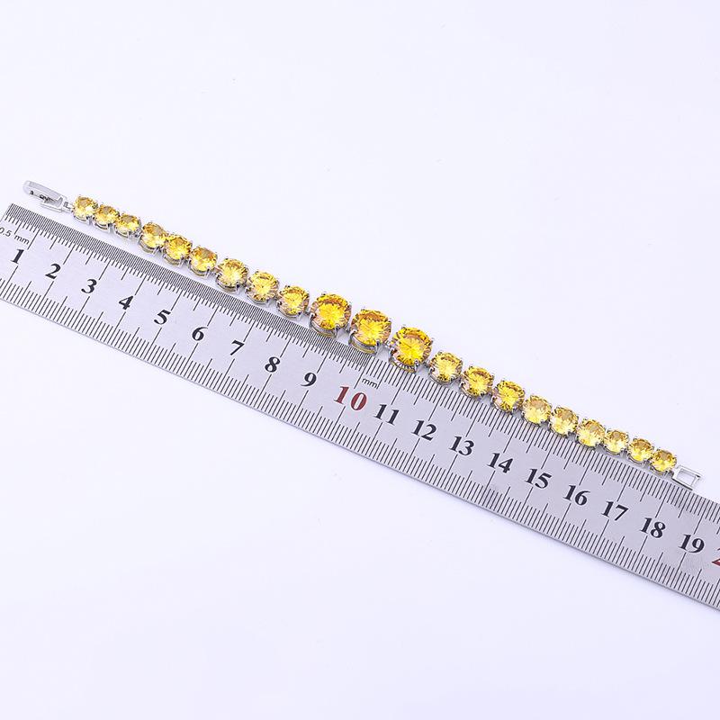 Браслет из циркония постепенного размера с медным покрытием из платины и инкрустированными драгоценными камнями, круглое цветное сокровище.