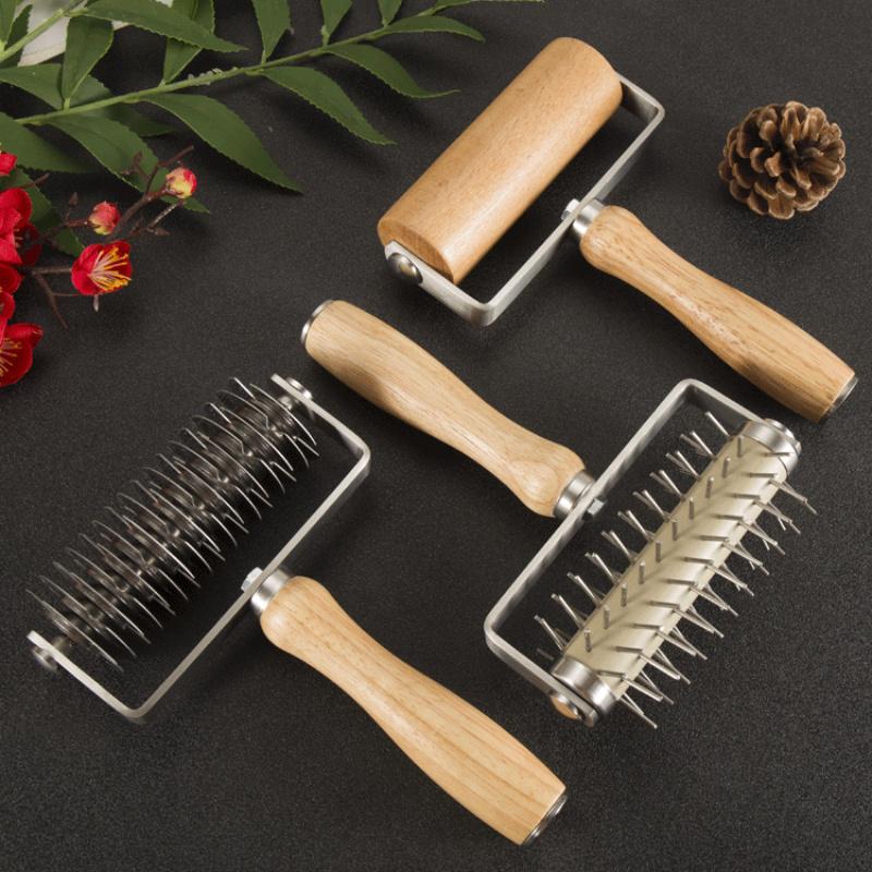 Креативные инструменты для выпечки Игла для пиццы Роллер-пробойник Десертный нож для протяжки Роликовый нож Дубовая палочка для муки Скалка