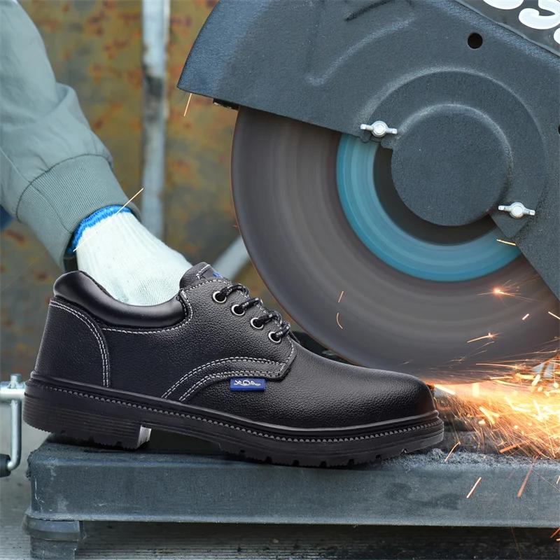 Модная мужская рабочая защитная обувь, противоударные, водонепроницаемые, из натуральной кожи, сварочные ботинки, неразрушимые, с защитой от гвоздей