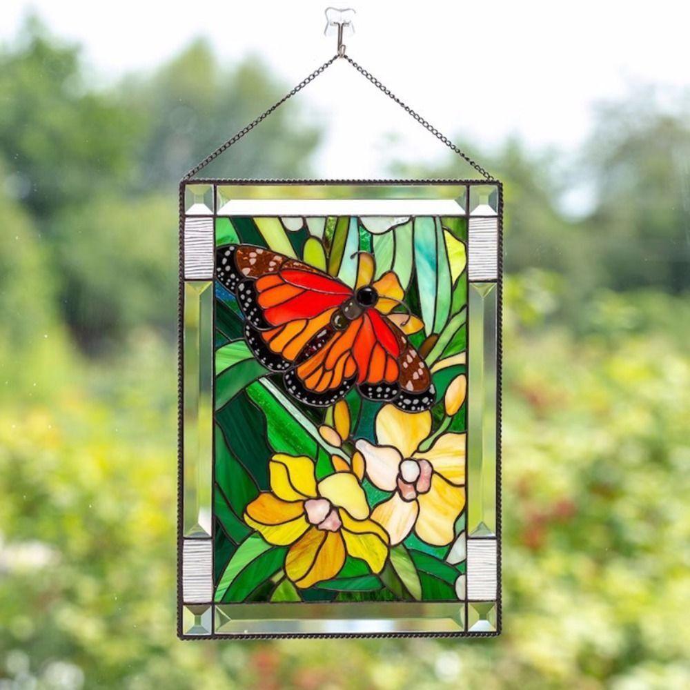 Flat Stained Window Panel Acrylic Hanging Stained Birds Panel Stained Suncatcher Home Decoration