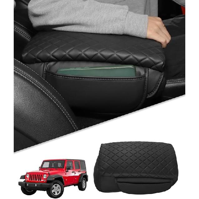For 2024 2025 Jeep Wrangler JL 2018- Center Console Cover For Jeep Gladiator JT -2025 Armrest Cover Jeep Accessories Arm Rest Pad Console Cushion Lid