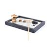 Japanese Zen Garden for Desk 6x4 Inches Large Tray White Sand Rocks Pebbles Rake
