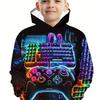 Stylish Boys 3D Print Long Sleeve Hoodie - Soft Slight Stretch Polyester Fabric, Regular Fit, Machine Washable, Random Pattern