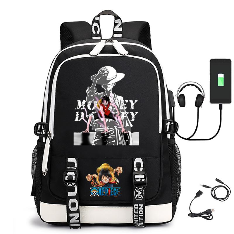Хит продаж Рюкзак ONE PIECE Луффи с USB-зарядкой, большая вместимость